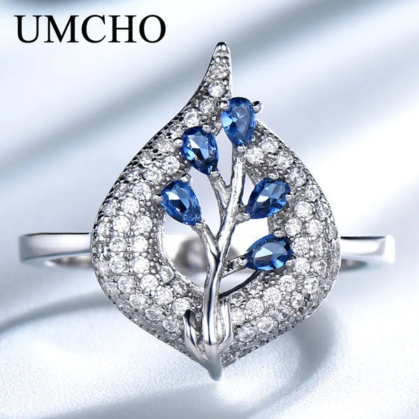 Sterling Silver Nano Sapphire & Aquamarine Cushion Ring for Women