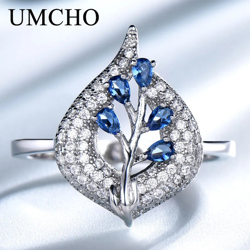 Sterling Silver Nano Sapphire & Aquamarine Cushion Ring for Women