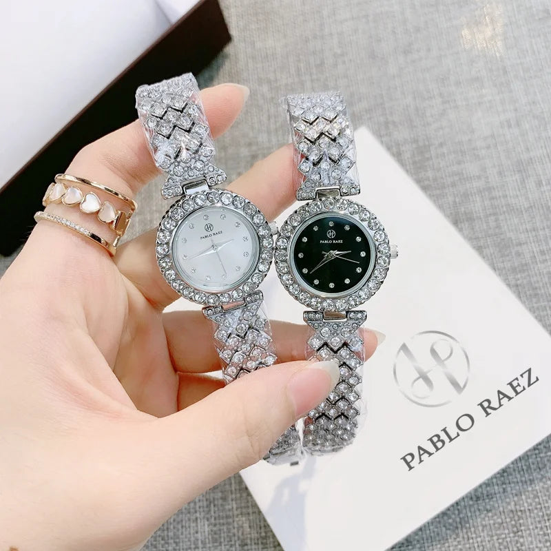 Luxury Steel Fashion Clock Watch with Diamond Accents & Special Design for Women's Dress Wristwear