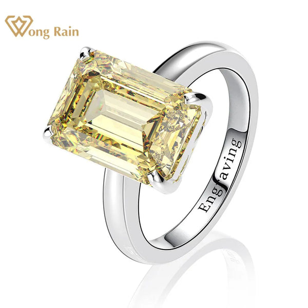 Wong Rain Classic 925 Sterling Silver Created Moissanite Gemstone Wedding Engagement Diamonds Ring Fine Jewelry Wholesale