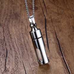 Stainless Steel Hollow Tube Pendant for Men or Women.