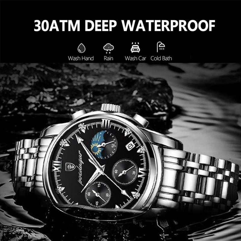 Stainless Steel Quartz Date Luminous Sport Watch for Men