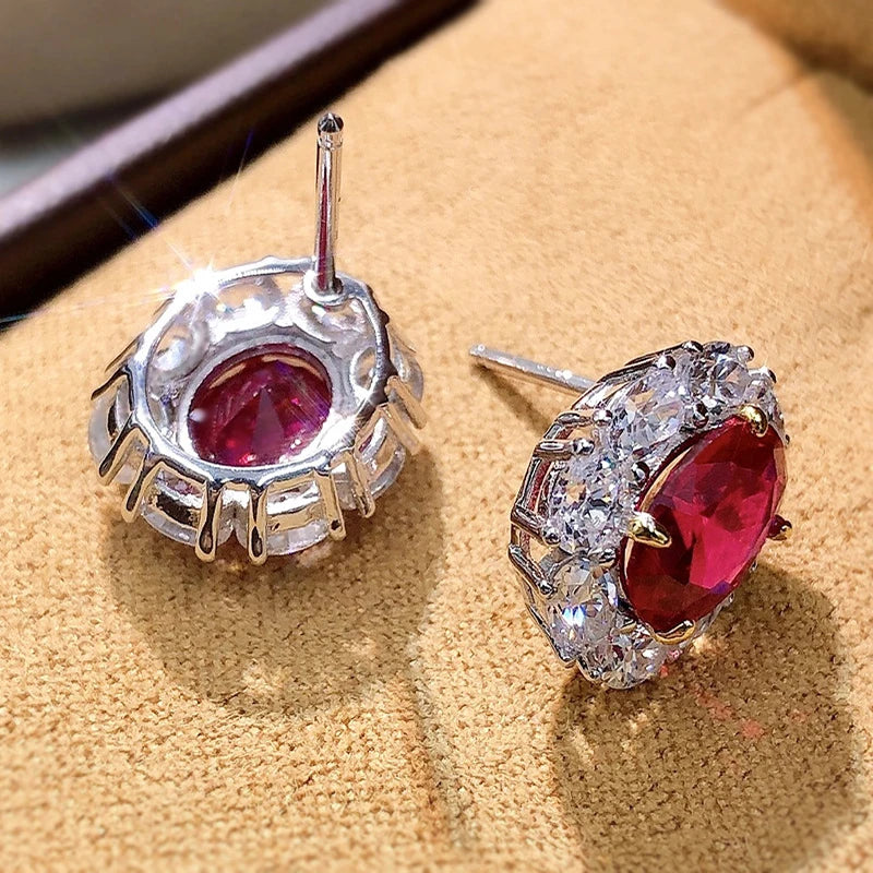 Sterling Silver Natural Ruby Earrings