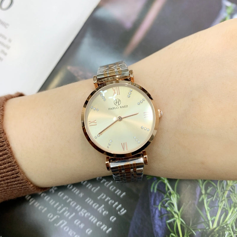 Luxury Waterproof Rose Gold Steel Strap Women's Watch