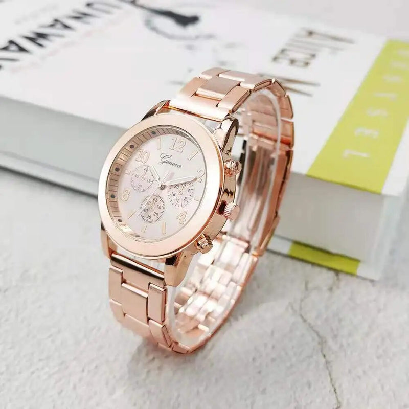 Gold Bangle Watches with Accents for Women