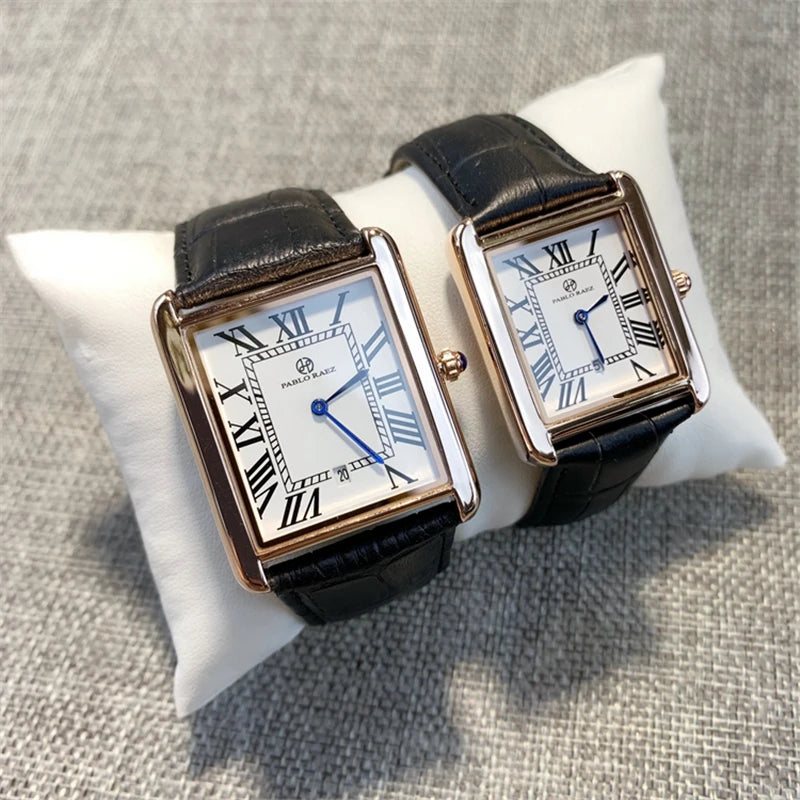 Luxury Square Wristwatch for Fashion-conscious Women and Men: Elegant Quartz Movement Timepiece with Leather Strap