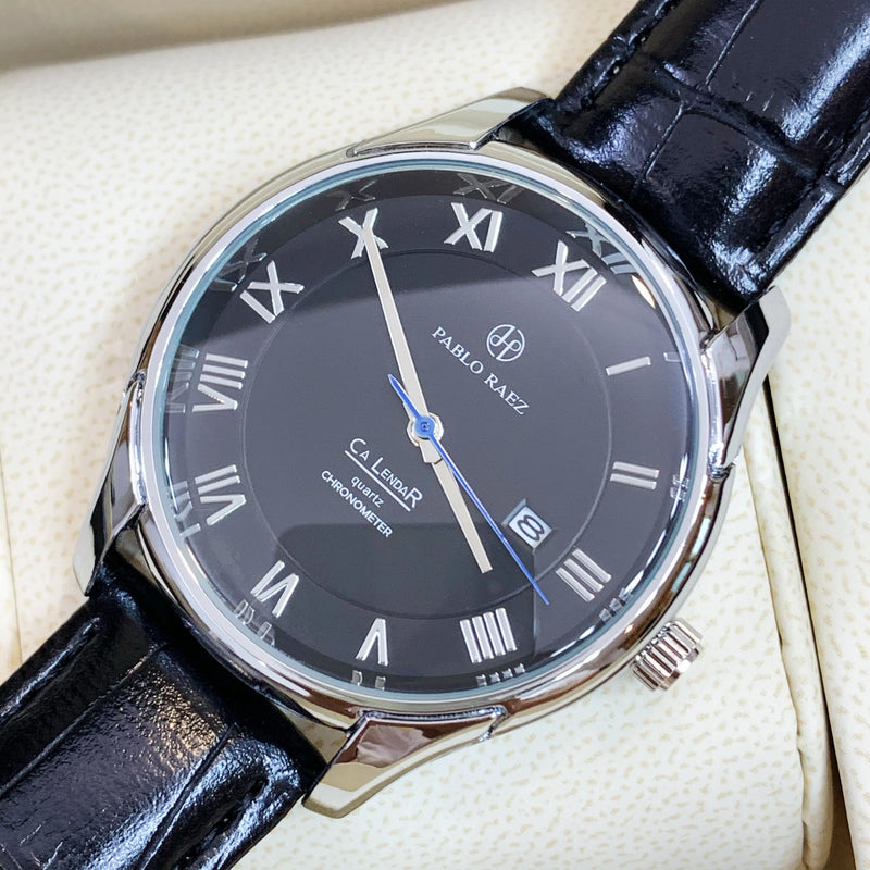 Simple Leather Men's Wristwatch with Date Display