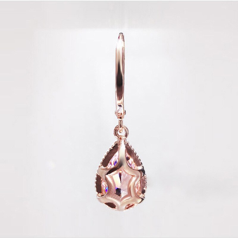 Real Dangle Earring 925 Sterling silver Water Drop 4ct Pink Diamond Party Wedding Drop Earrings for Women Jewelry