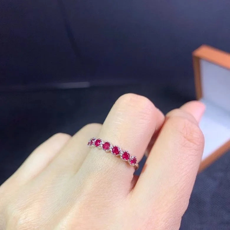 925 Sterling Silver Natural Burma Ruby Ring for Women