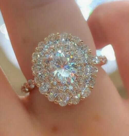 Rose Gold 3 Carat Rose Quartz Oval Invisible-Setting Ring for Women