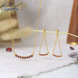 925 Sterling Silver Garnet Gemstone Set For Women