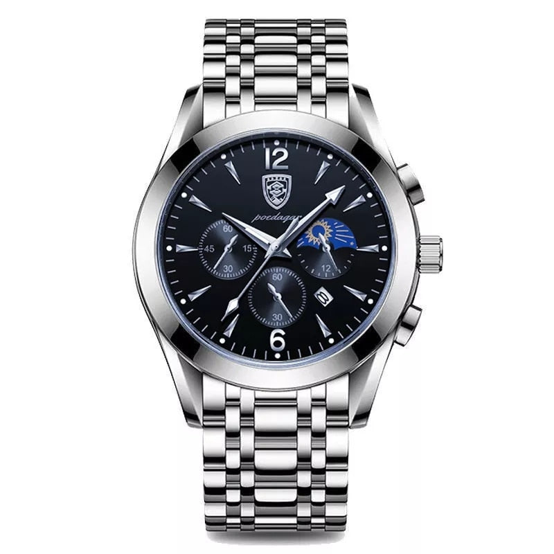 Stainless Steel Quartz Date Luminous Sport Watch for Men