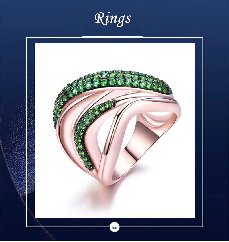 925 Sterling Silver Simulated Emerald Geometric Ring for Women