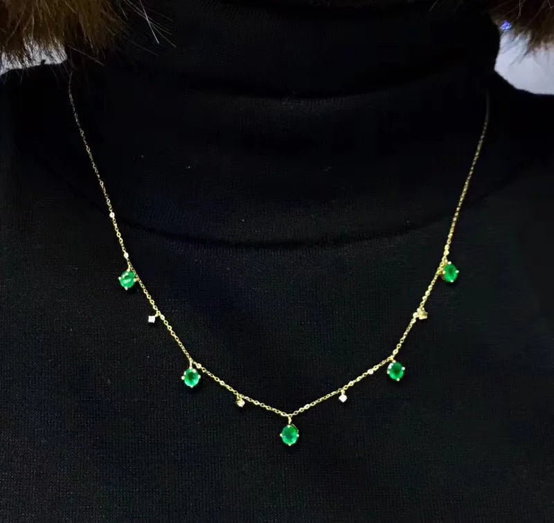 S925 Sterling Silver Emerald Necklace for Women