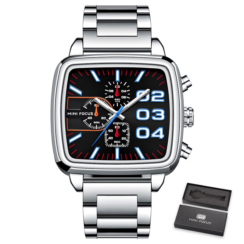 Stainless Steel Men's Chronograph Watch with Luminous Hands