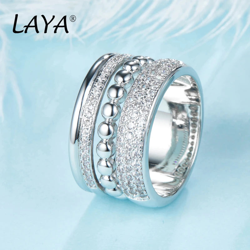 Sterling Silver Cubic Zirconia Multi-Layered Ring for Women