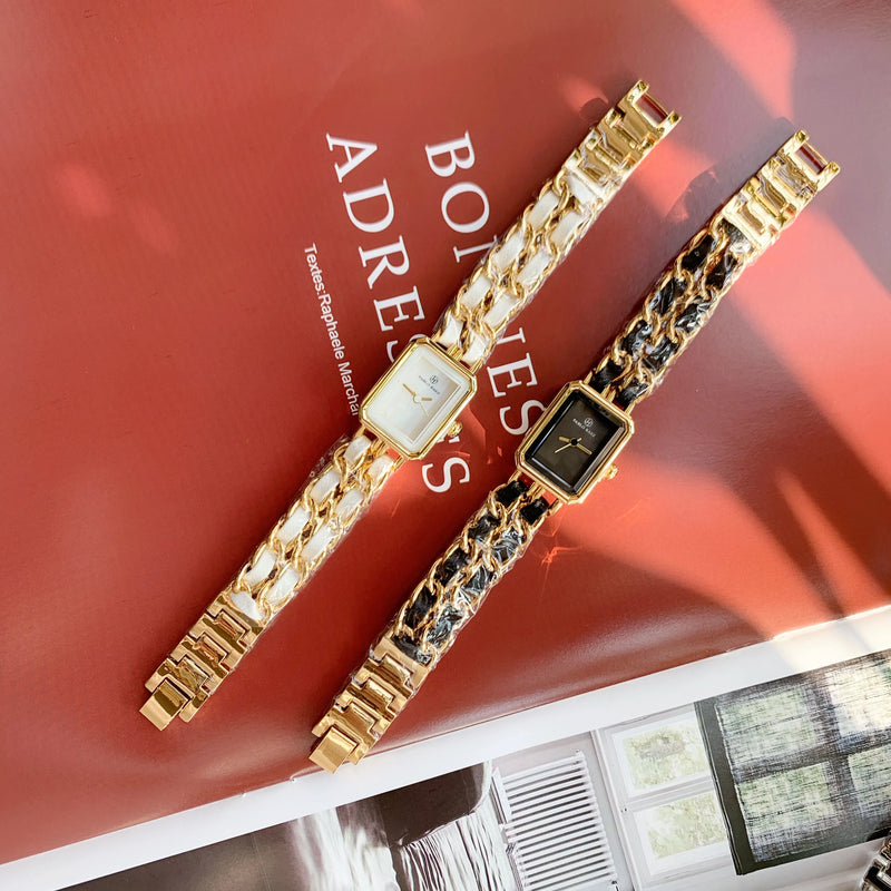 Luxury Gold Square Mini Analog Quartz Wristwatch for Women