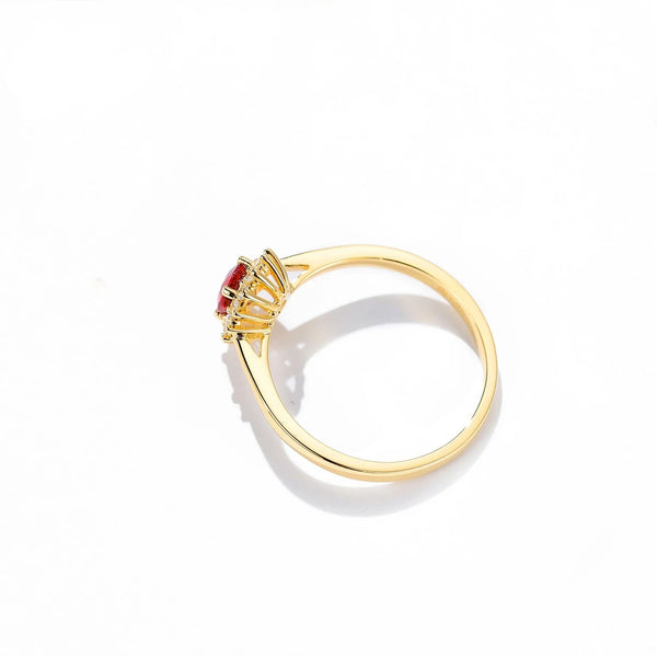 18K Yellow Gold Oval 0.46ct Ruby Ring for Women