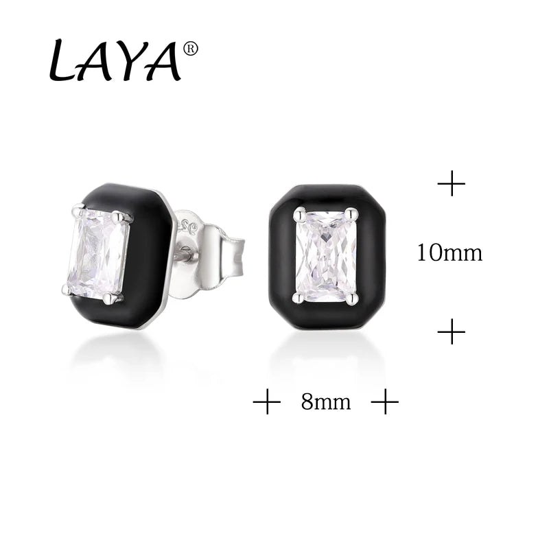 Sterling Silver Synthetic Crystal Stud Earrings for Women