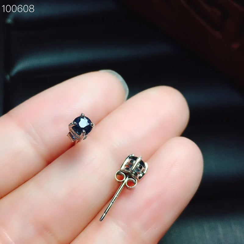 925 Sterling Silver 3mm Sapphire Stud Earrings for Women