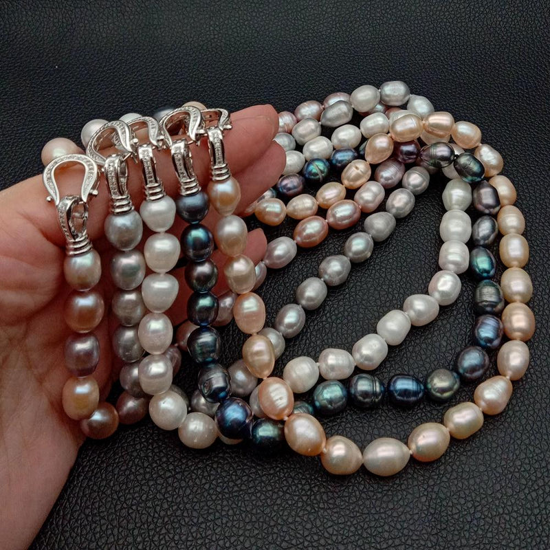 925 Silver Freshwater Pearl Necklace 10mmx12mm for Women