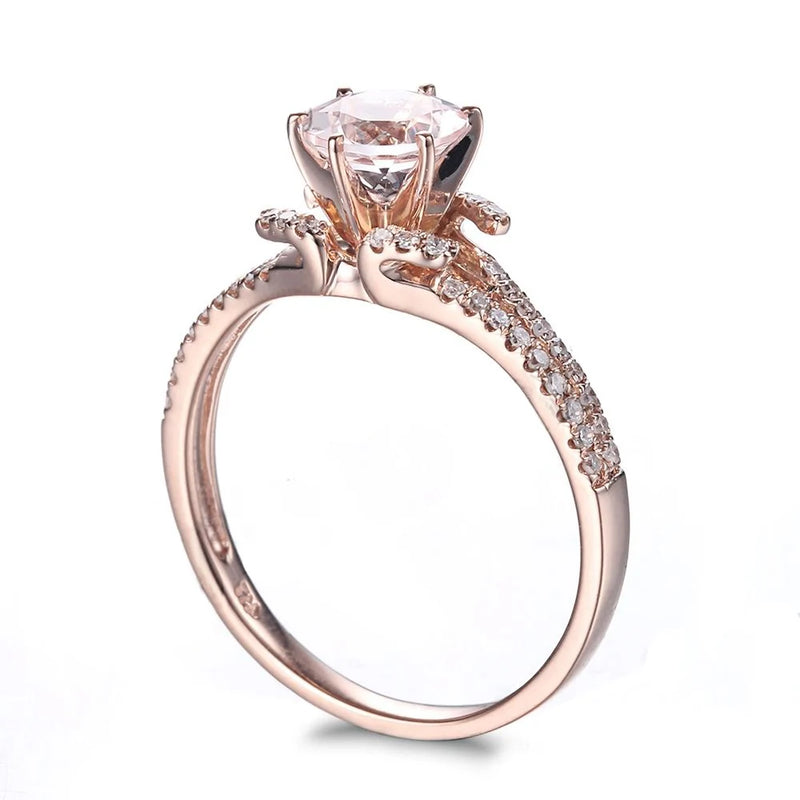 10K Rose Gold Morganite 6.5mm Engagement Ring for Women