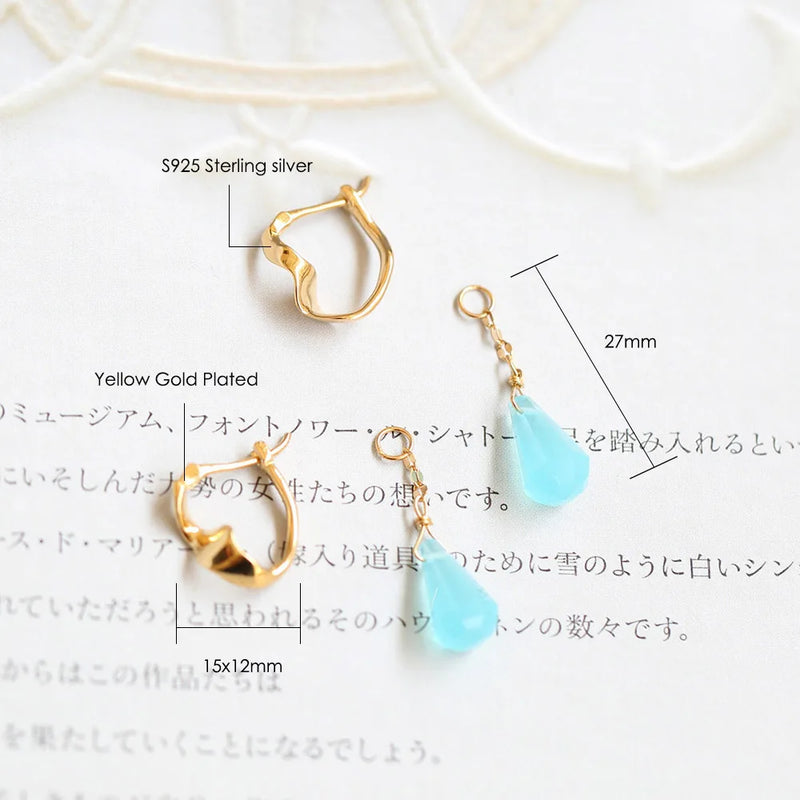 Sterling Silver & 10K Gold Plated Chalcedony Drop Earrings for Women