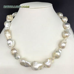Selling Well White Color Large Size Tissue Nucleated Flame Ball Shape Baroque Pearl Necklace Freshwater Natural Pearls