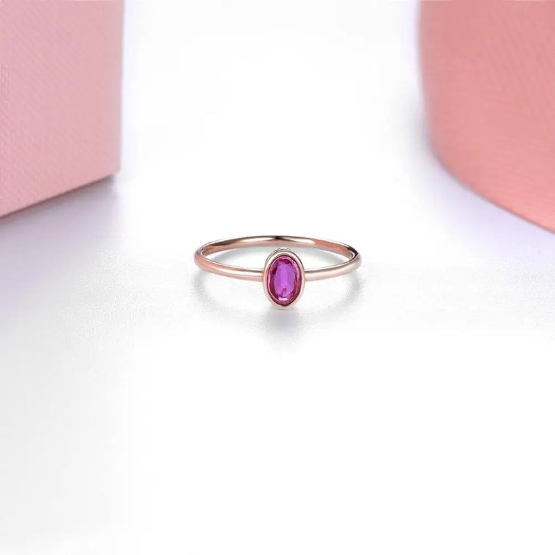 14K Rose Gold 0.35 Ctw Oval Ruby Ring for Her