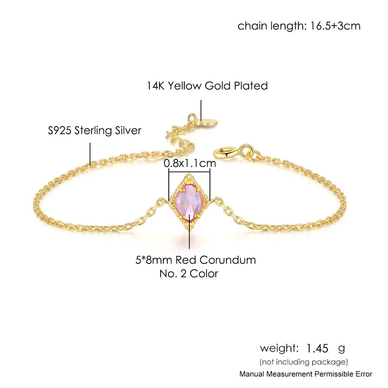 925 Silver Synthetic Corundum Bracelet for Women