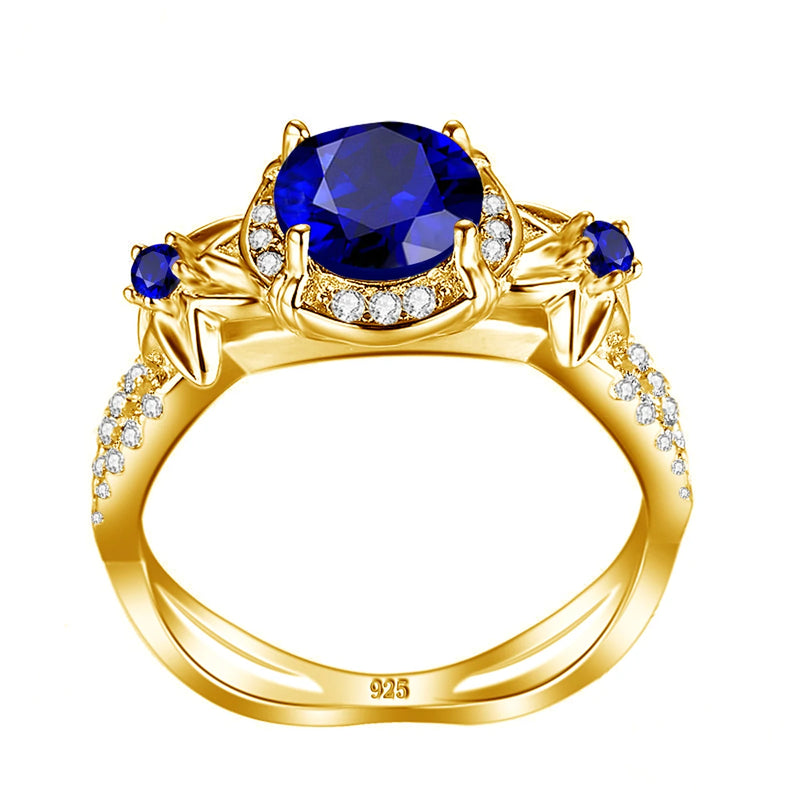 925 Sterling Silver, Natural Sapphire Ring for Women.