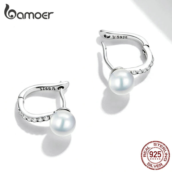 925 Sterling Silver Pearl Crystal Heart Star Stud Earrings for Women