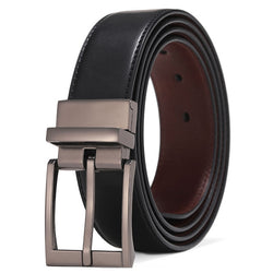 Genuine Leather Reversible Buckle Brown and Black Belt for Men