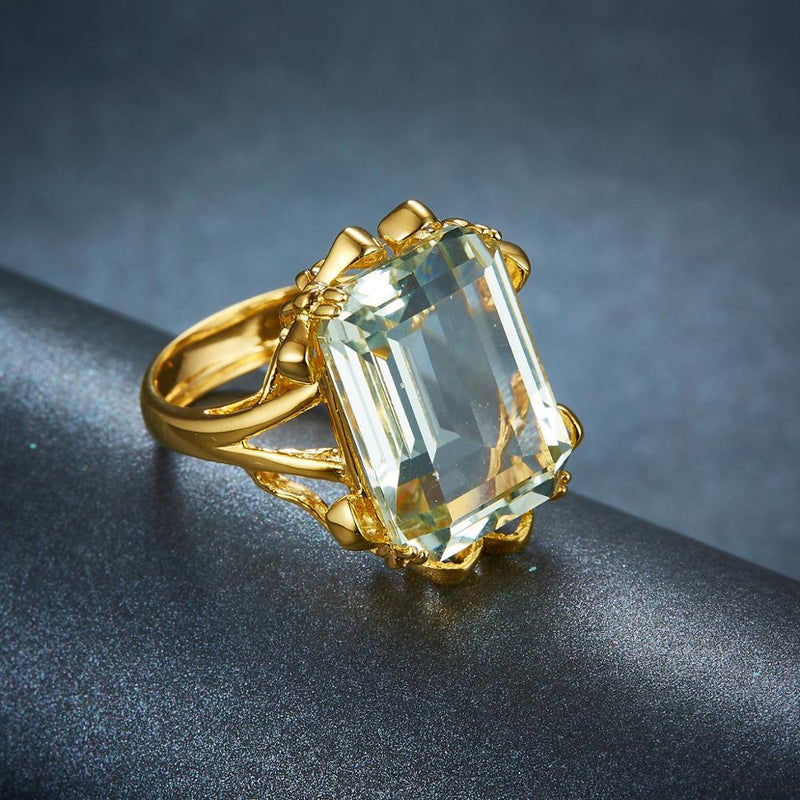 925 Sterling Silver Green Amethyst Ring for Women
