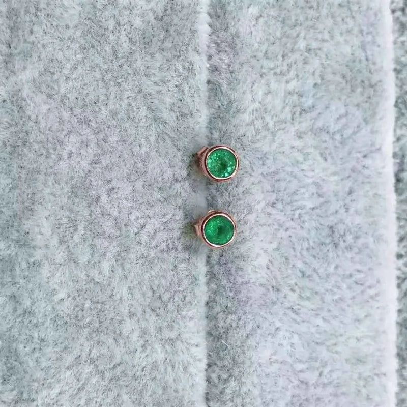 925 Sterling Silver Emerald Gemstone Stud Earrings for Women