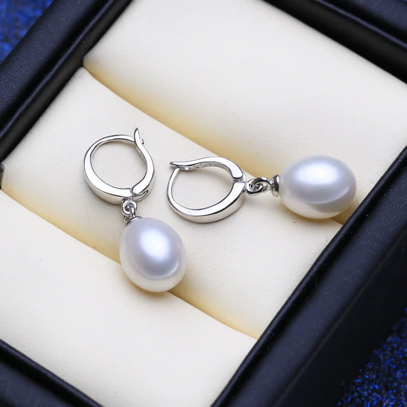 Silver Freshwater Pearl Drop Earrings For Women