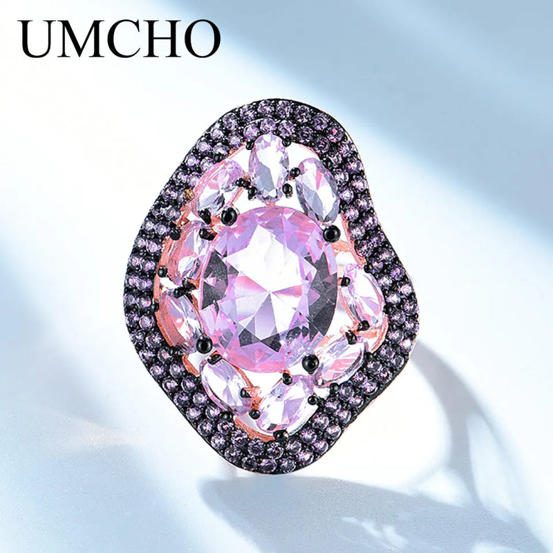 Sterling Silver Nano Morganite Oval Pink Ring For Women