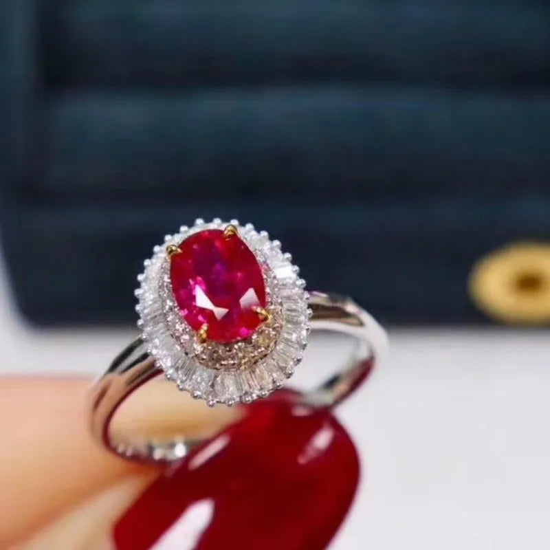 Sterling Silver Natural Ruby Ring for Women