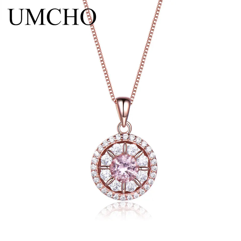 925 Sterling Silver Morganite Pendant Necklace for Women