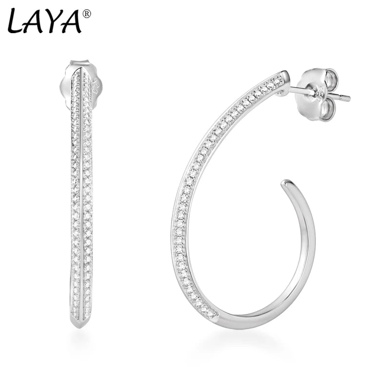 Sterling Silver 925 Zircon Irregular Hoop Earrings for Women