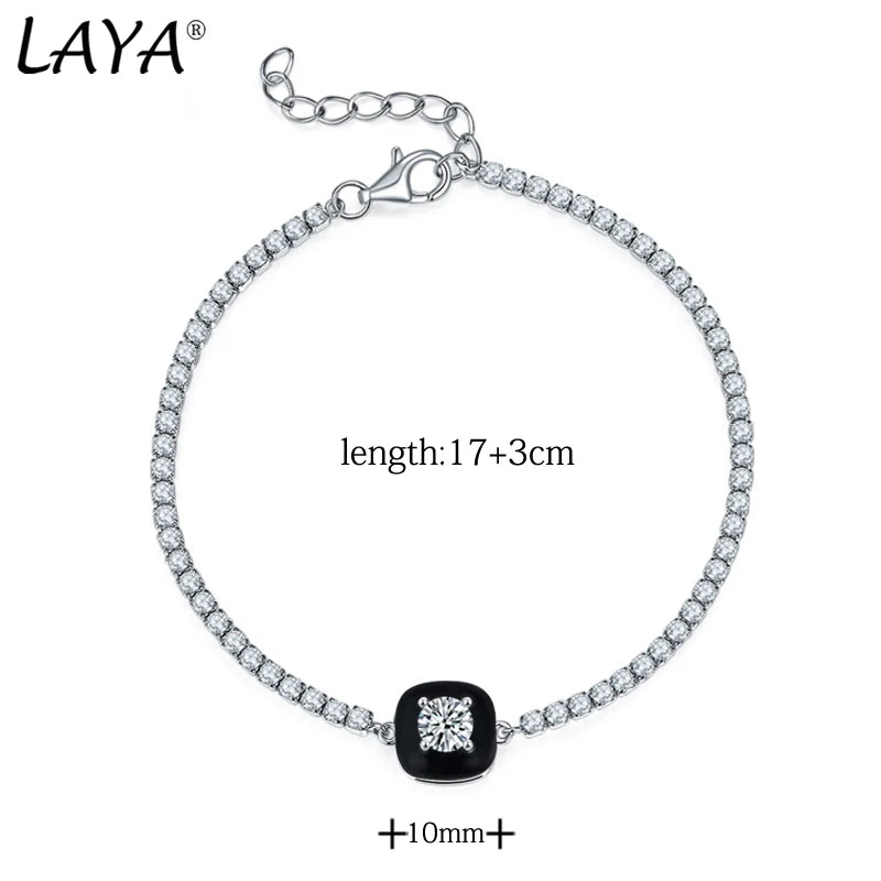 Sterling Silver Zircon Bracelet with Enamel for Women