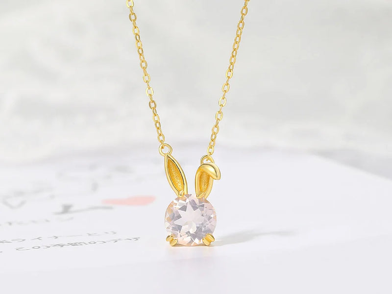 925 Silver Rose Quartz Pendant Necklace Set for Women