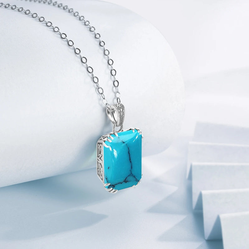 Sterling Silver Turquoise Pendant and Ring Set for Women