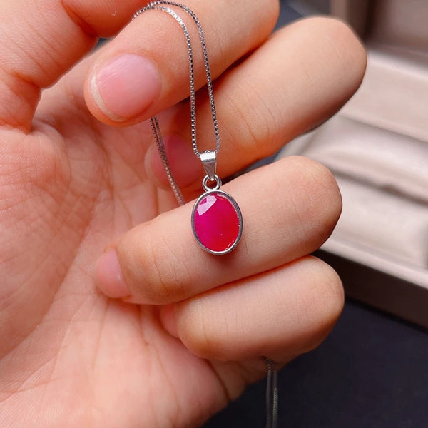 2ct Ruby Necklace with 925 Sterling Silver and Gold Plating