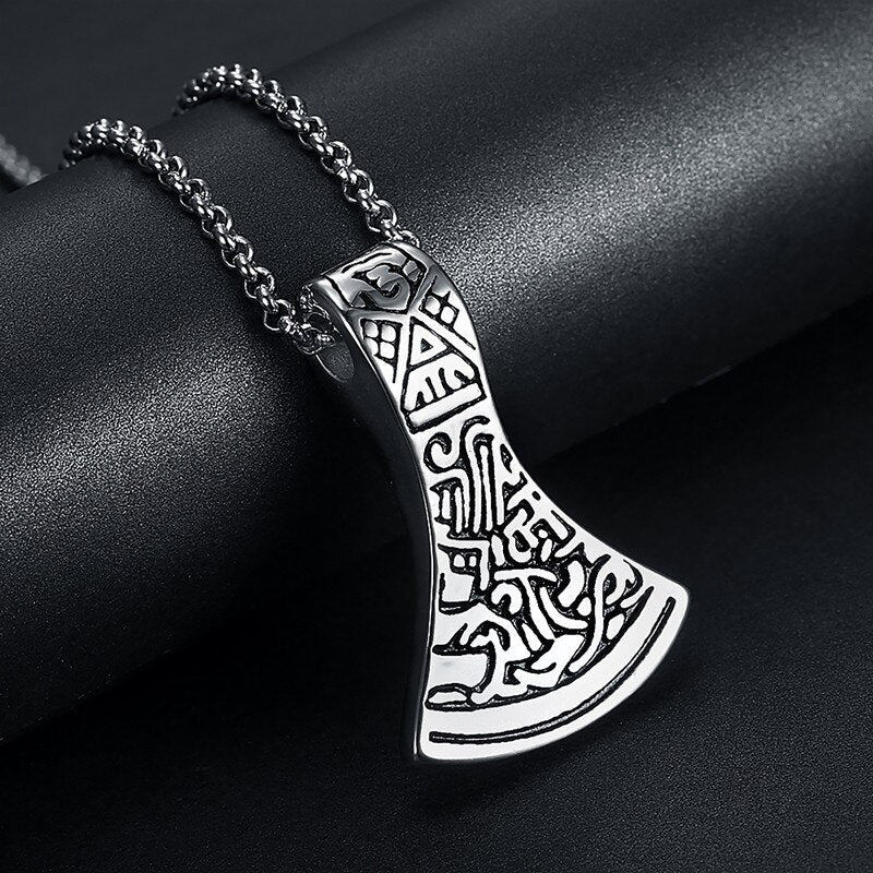 Gold Filled Vintage Pattern Carving Axe Pendant for Men