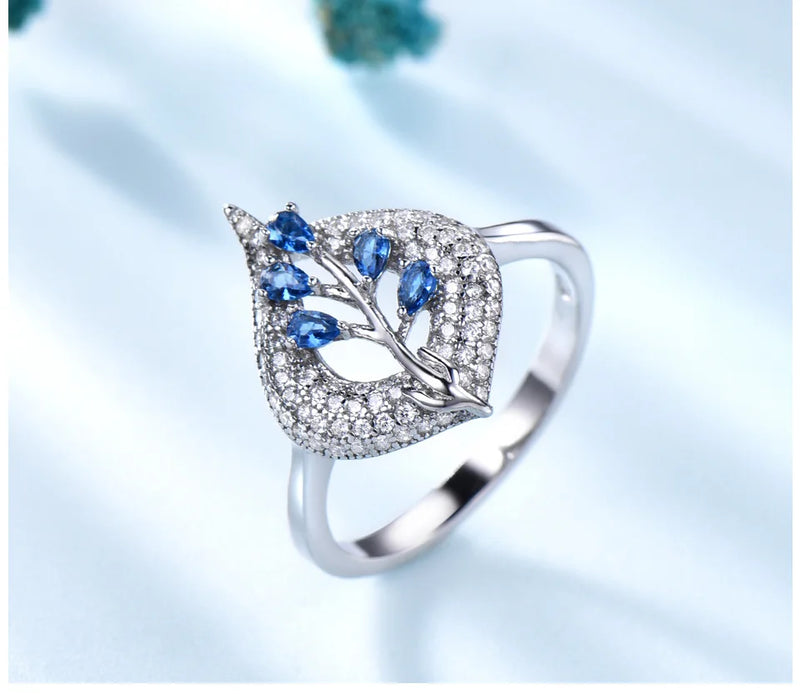 Sterling Silver Nano Sapphire & Aquamarine Cushion Ring for Women