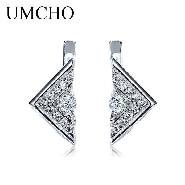 925 Sterling Silver Triangle Clip Earrings for Women