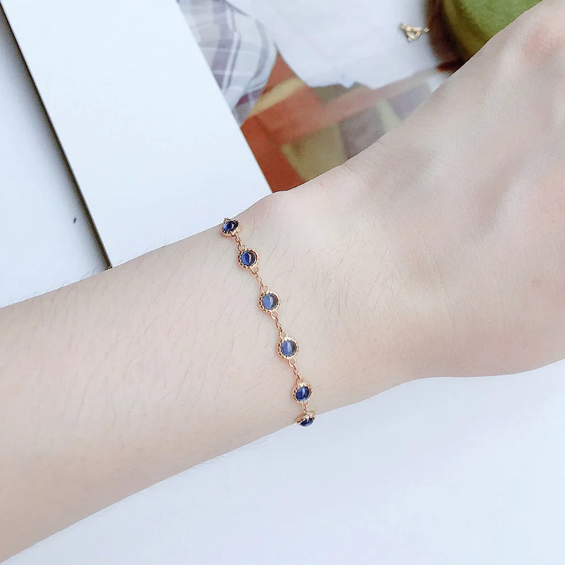 925 Sterling Silver Opal Corundum Bracelet for Women