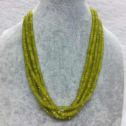 Gold Olivine Green Peridot Necklace, 1/3/6 Strands Faceted Beaded Chain Choker for Women.