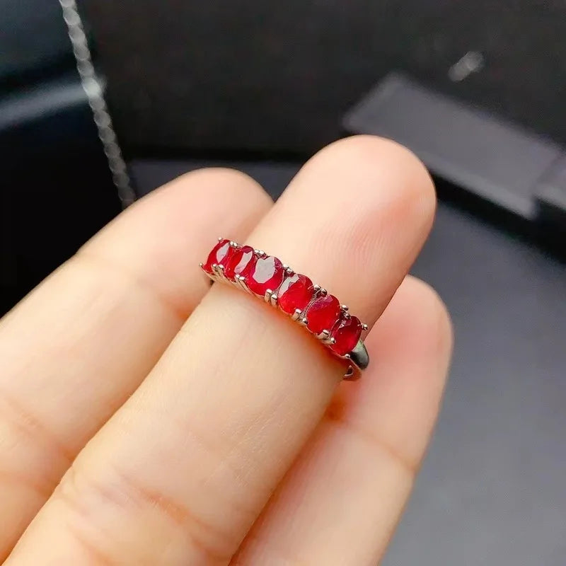 Sterling Silver Myanmar Ruby Ring for Her